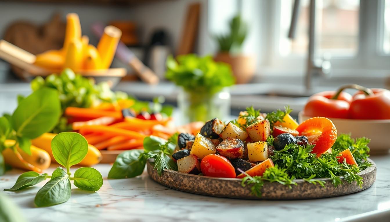 Seasonal meal prepared in a home kitchen